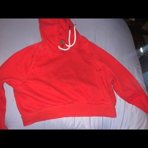 Red crop top hoodie